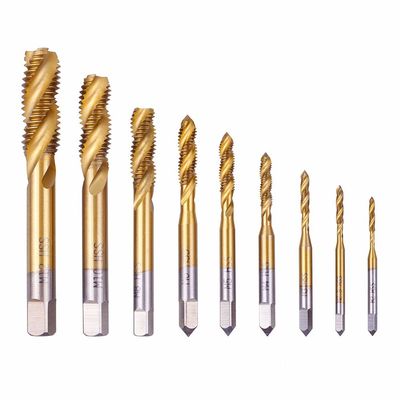 M12 ทิตาเนียมเคลือบสไพร่ฟลอยต์ HSS เครื่องปุ่ม DIN371
