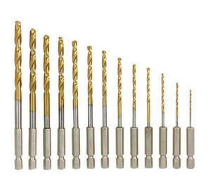 13pcs HSS ทิตาเนียมเคลือบเจาะ Bit ชุด 1.5-6.5 มิลลิเมตร Hex Shank