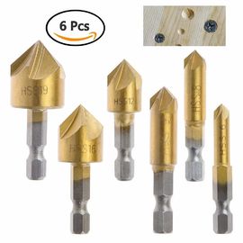 ชุดดอกสว่าน Countersink HSS เคลือบไทเทเนียม 90 องศา 6 ชิ้น