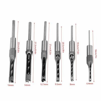 HSS Steel Square Hole Wood Drill Bit Set HRC48-50 รายการที่ระบุว่ามีเครื่องเจาะไม้